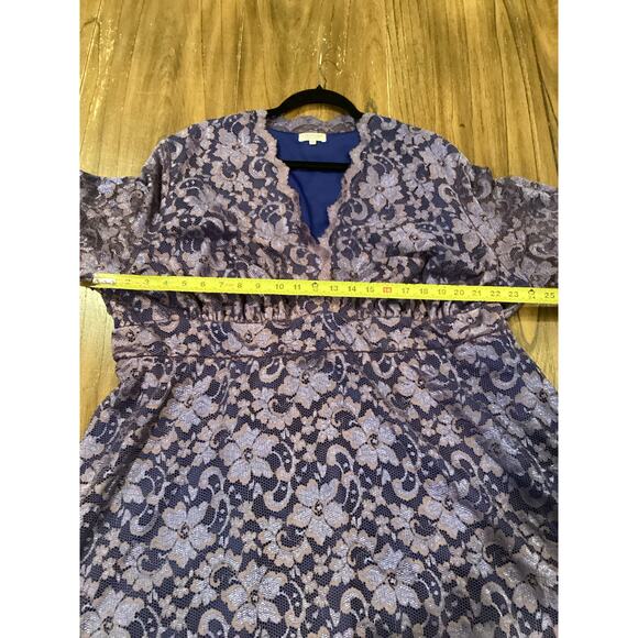 Kiyonna Mademoiselle Lace Cocktail Dress purple blue knee length Size 4 26 28 - Picture 8 of 9